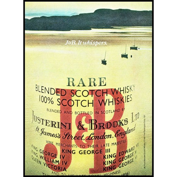 1981 J&B Scotch Whisky Vintage Print Ad Sailboat Harbor Water Lake Wall Art 80s - Picture 1 of 1